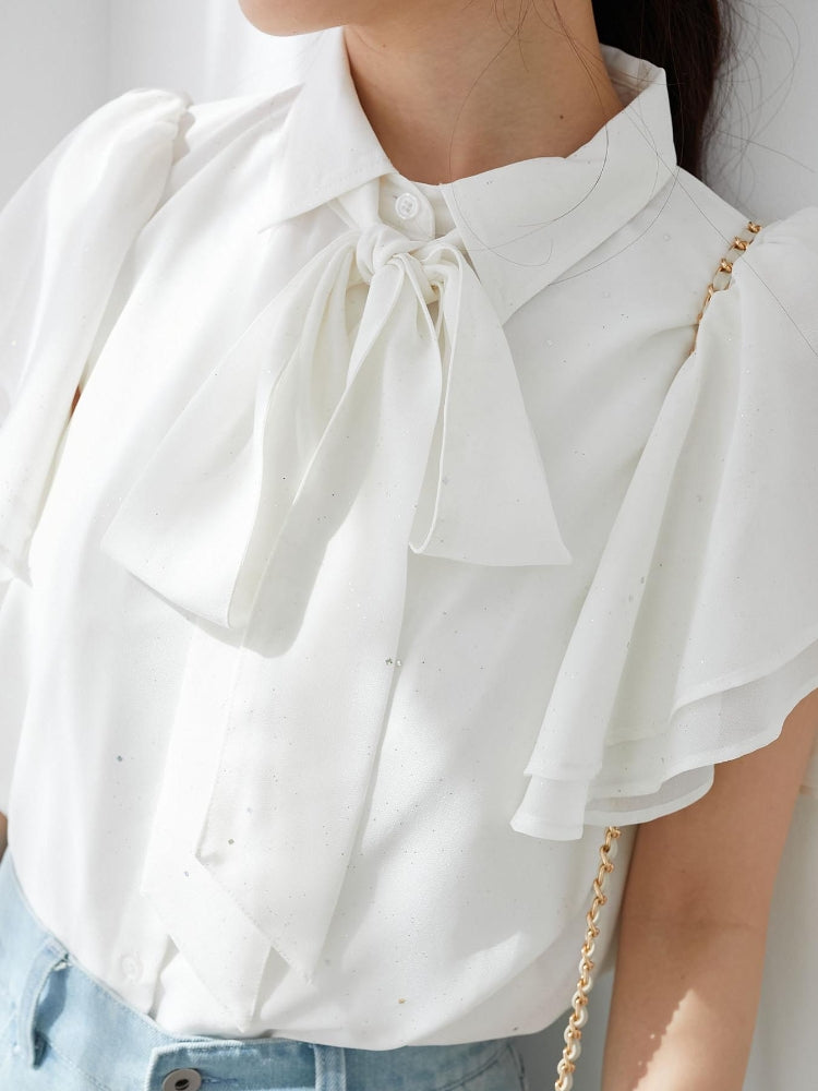 マジェスティックレゴン MAJESTIC LEGON 2wayフリルスリーブブラウス （ホワイト） ホワイト