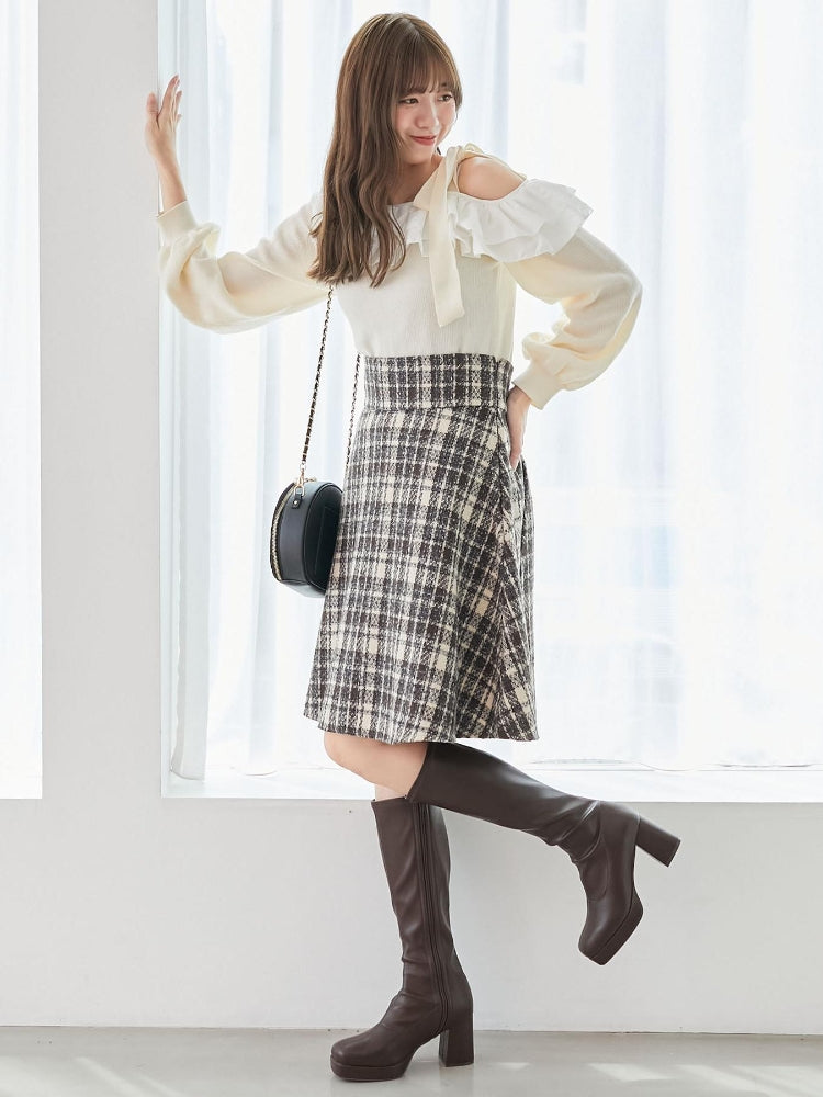 マジェスティックレゴン MAJESTIC LEGON バックレースアップフレアスカート （ホワイト） ホワイト