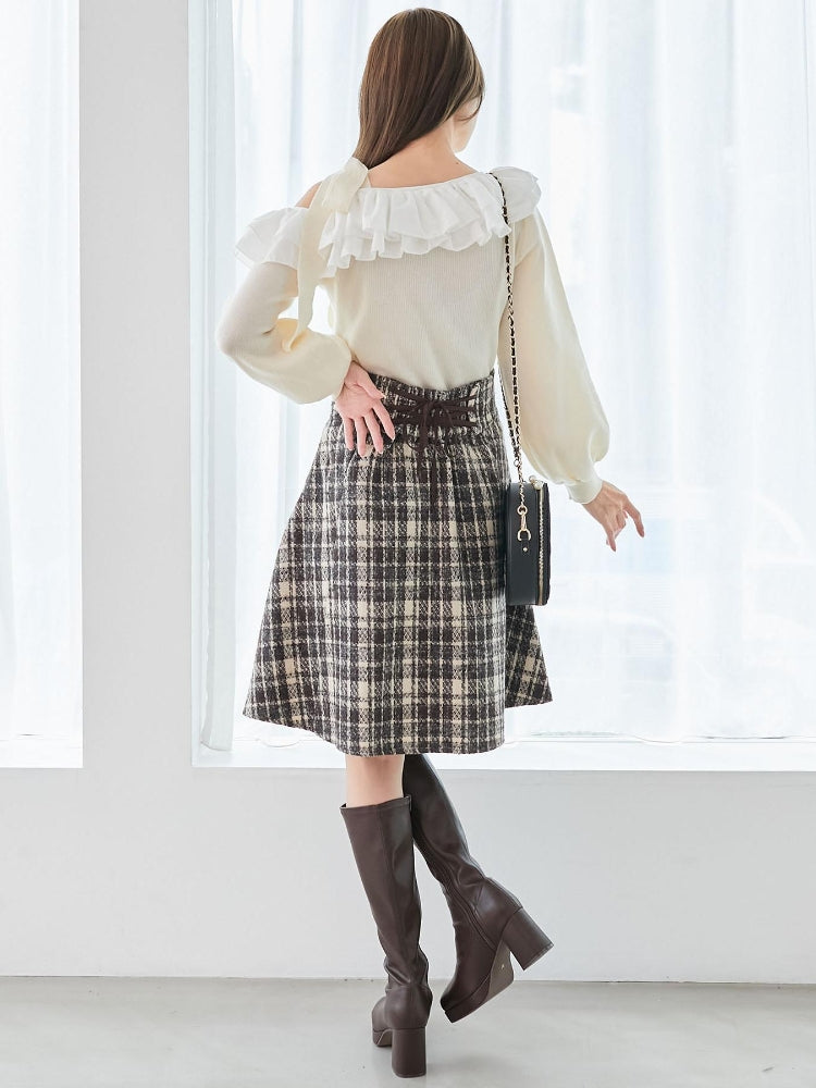 マジェスティックレゴン MAJESTIC LEGON バックレースアップフレアスカート （ホワイト） ホワイト