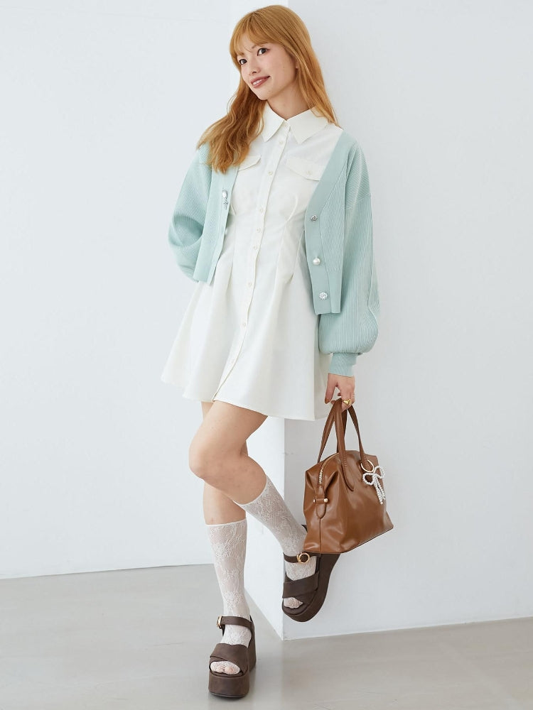 マジェスティックレゴン MAJESTIC LEGON バックレースアップミニシャツワンピ （ホワイト） ホワイト