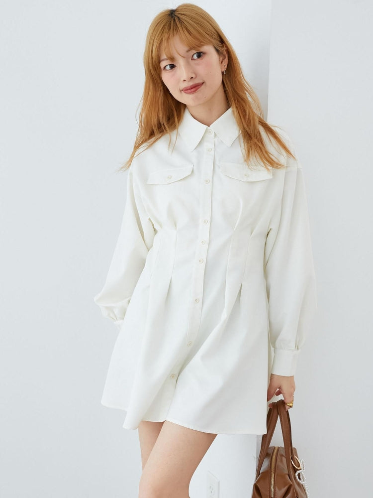 マジェスティックレゴン MAJESTIC LEGON バックレースアップミニシャツワンピ （ホワイト） ホワイト