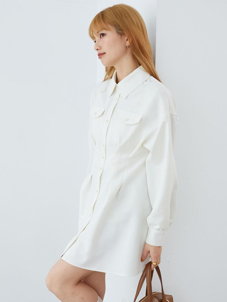 マジェスティックレゴン MAJESTIC LEGON バックレースアップミニシャツワンピ （ホワイト） ホワイト