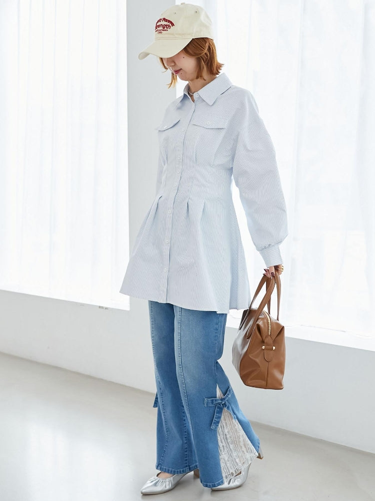 マジェスティックレゴン MAJESTIC LEGON バックレースアップミニシャツワンピ （ホワイト） ホワイト