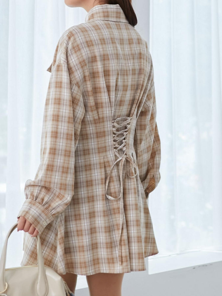 マジェスティックレゴン MAJESTIC LEGON バックレースアップミニシャツワンピ （ホワイト） ホワイト