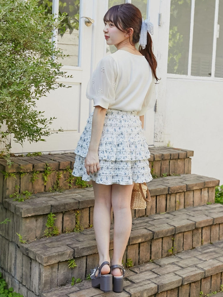 マジェスティックレゴン MAJESTIC LEGON パールチュールスリーブトップス （ホワイト） ホワイト