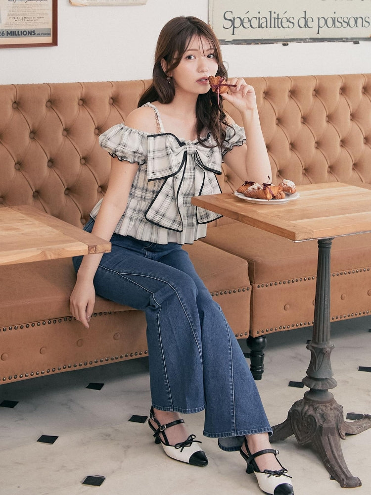 マジェスティックレゴン MAJESTIC LEGON ヒップハートフレアパンツ （ブルー） ブルー