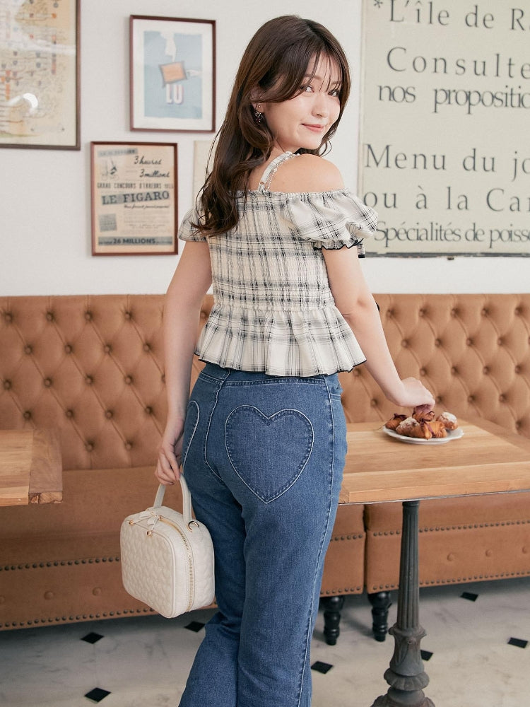 マジェスティックレゴン MAJESTIC LEGON ヒップハートフレアパンツ （ブルー） ブルー