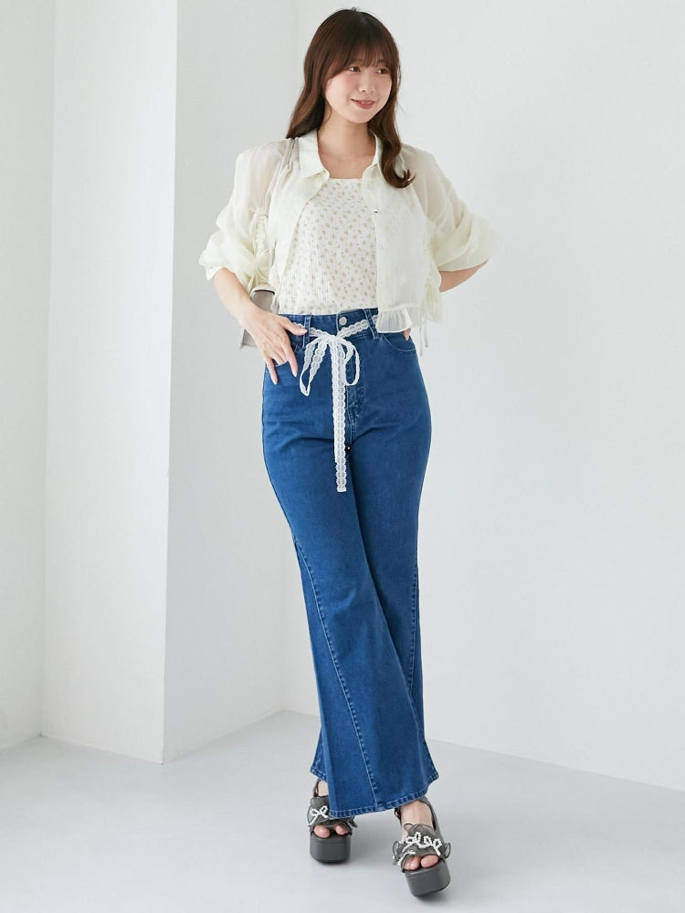 マジェスティックレゴン MAJESTIC LEGON ヒップハートフレアパンツ （ブルー） ブルー