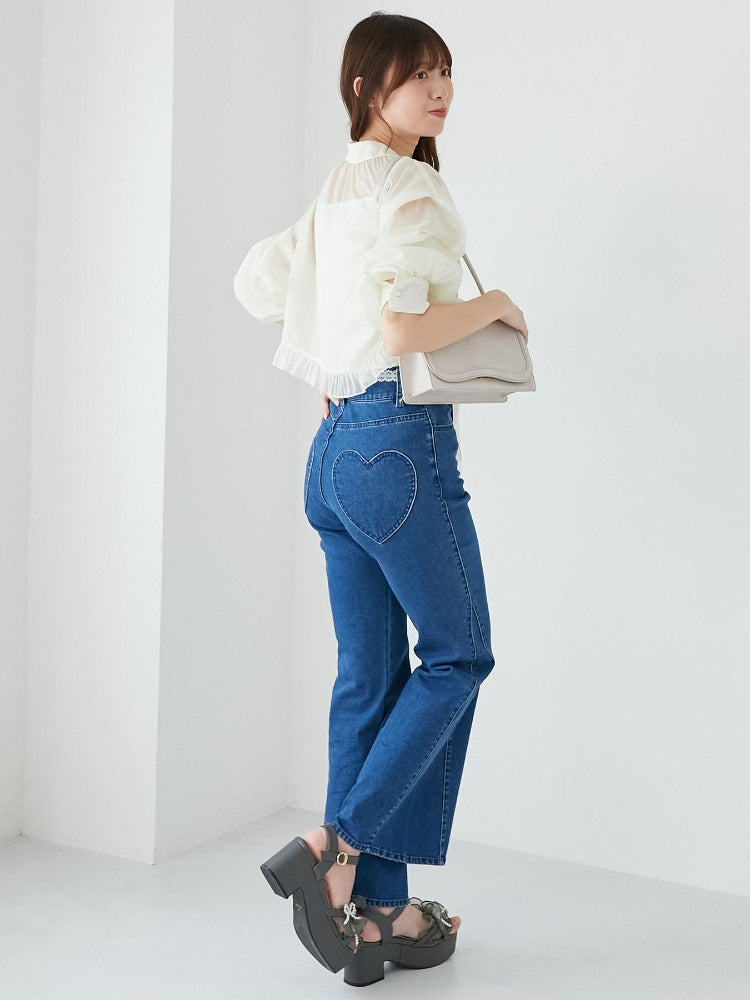 マジェスティックレゴン MAJESTIC LEGON ヒップハートフレアパンツ （ブルー） ブルー