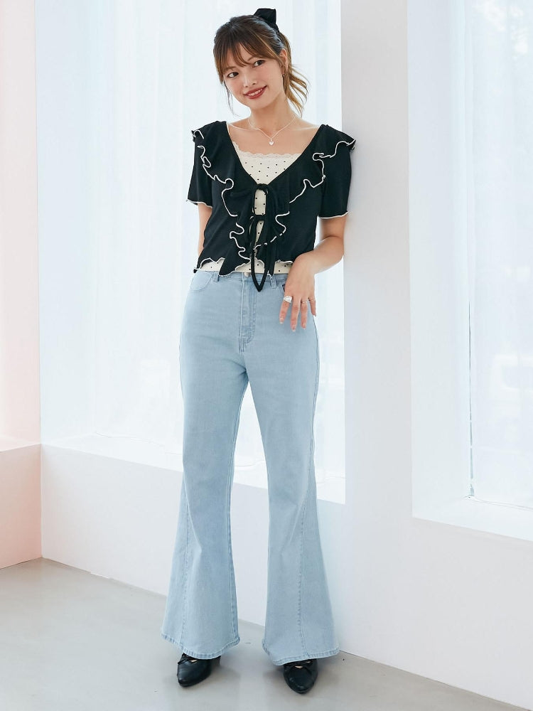 マジェスティックレゴン MAJESTIC LEGON ヒップハートフレアパンツ （ブルー） ブルー