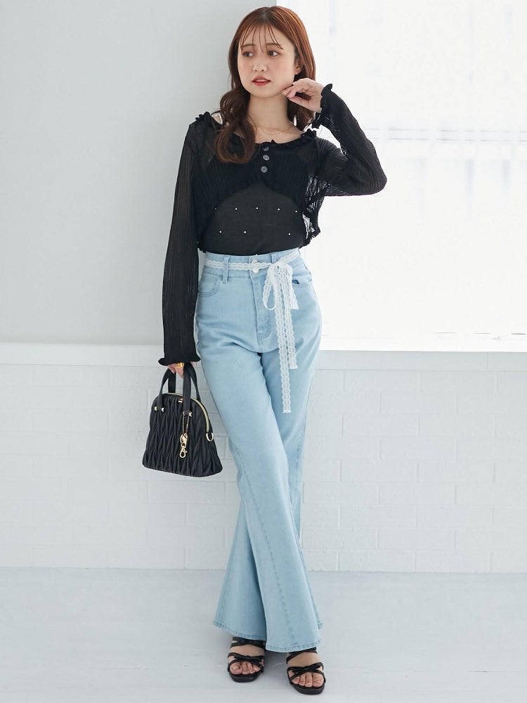 マジェスティックレゴン MAJESTIC LEGON ヒップハートフレアパンツ （ブルー） ブルー