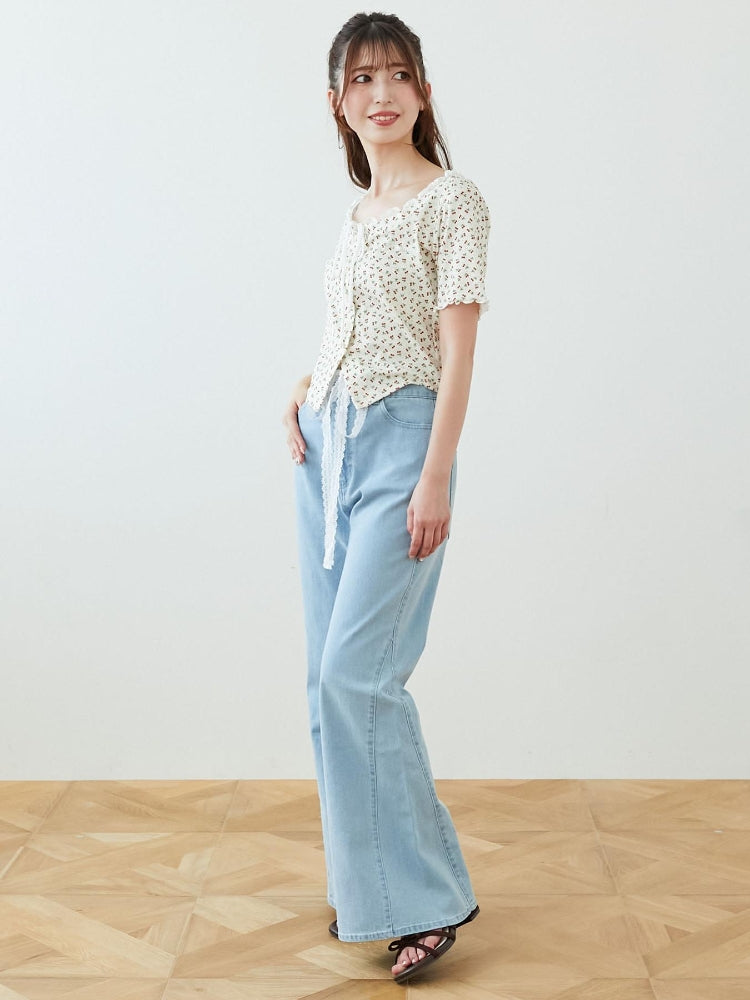 マジェスティックレゴン MAJESTIC LEGON ヒップハートフレアパンツ （ブルー） ブルー