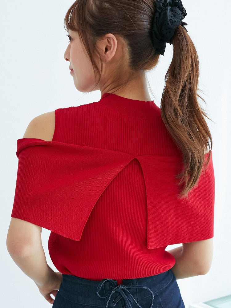 マジェスティックレゴン MAJESTIC LEGON パールチェーンビジューリボンニット （レッド） レッド