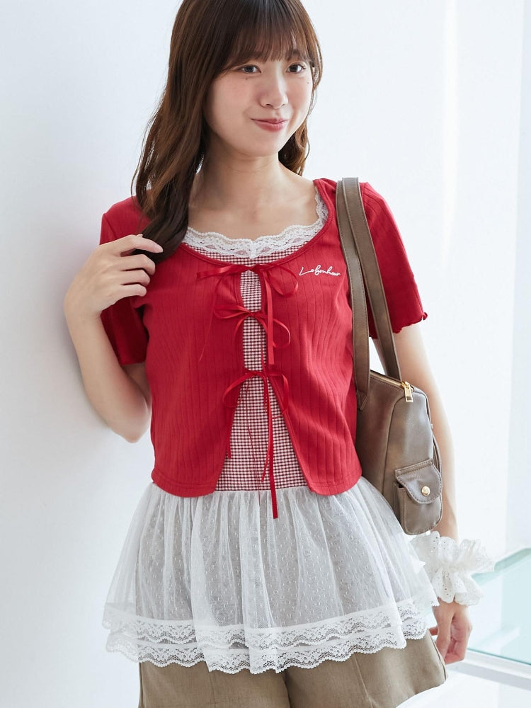 マジェスティックレゴン MAJESTIC LEGON ペプラムキャミセットカットカーデ （ホワイト） ホワイト