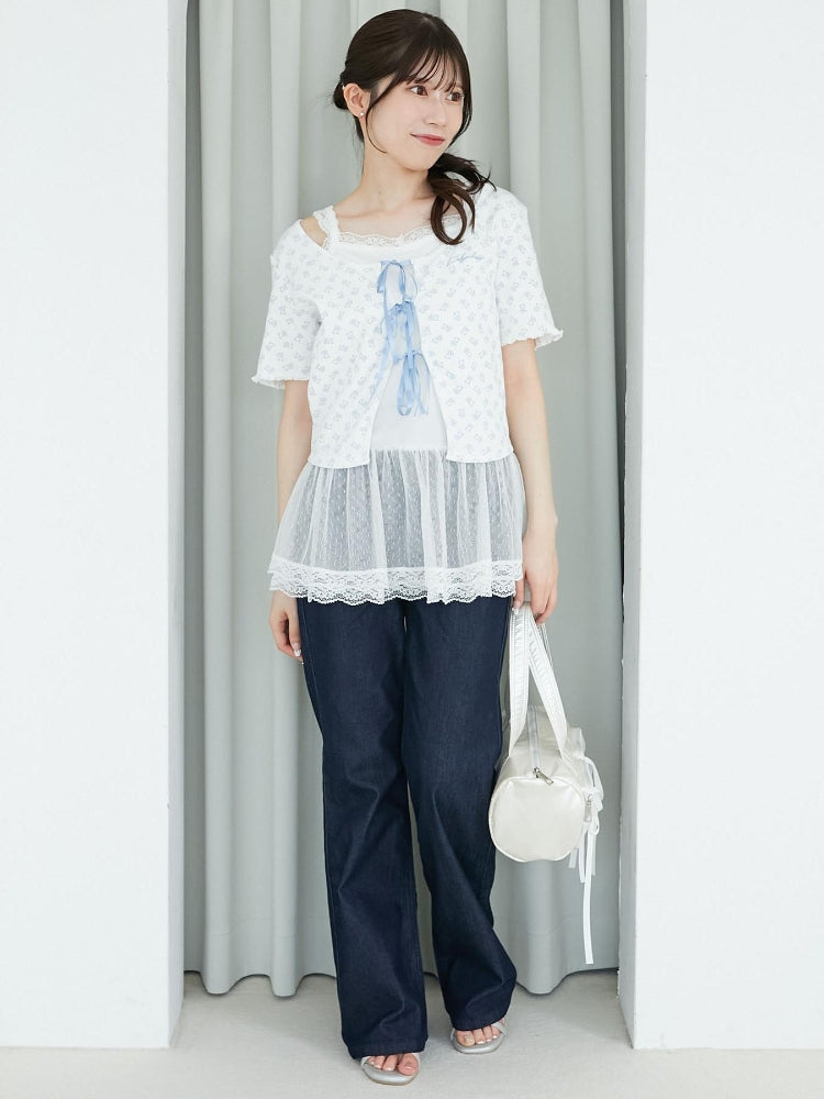 マジェスティックレゴン MAJESTIC LEGON ペプラムキャミセットカットカーデ （ホワイト） ホワイト