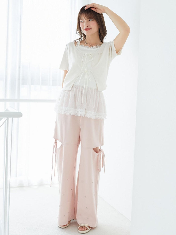 マジェスティックレゴン MAJESTIC LEGON ペプラムキャミセットカットカーデ （ホワイト） ホワイト