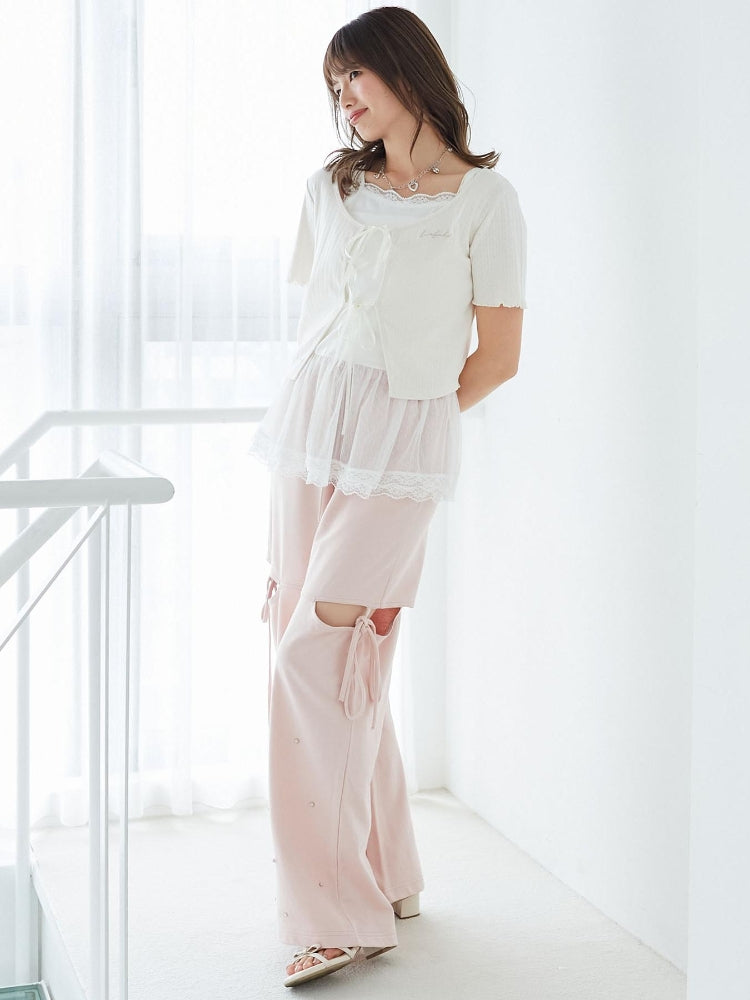 マジェスティックレゴン MAJESTIC LEGON ペプラムキャミセットカットカーデ （ホワイト） ホワイト