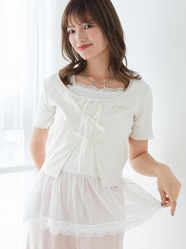 マジェスティックレゴン MAJESTIC LEGON ペプラムキャミセットカットカーデ （ホワイト） ホワイト