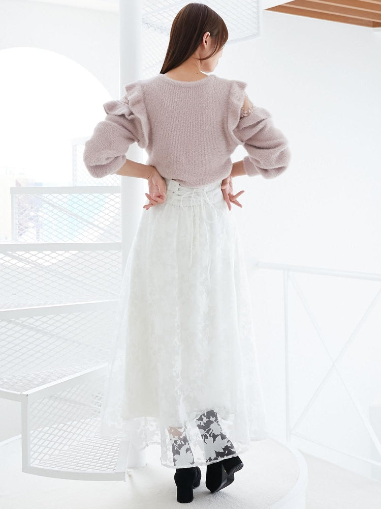 マジェスティックレゴン MAJESTIC LEGON Ladyフリルシャギーニット （ホワイト） ホワイト