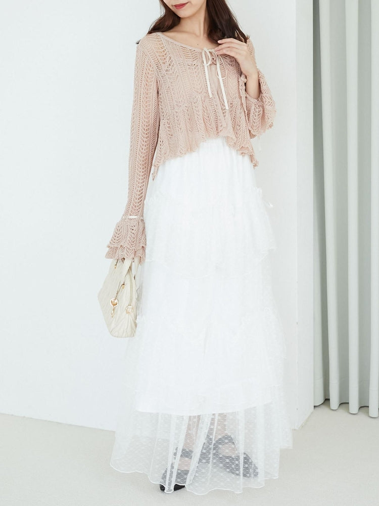 マジェスティックレゴン MAJESTIC LEGON キャミセットレーシー長袖カーデ （ブラック） ブラック