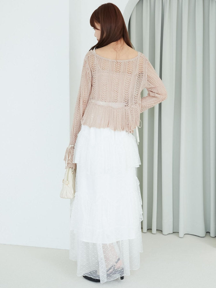 マジェスティックレゴン MAJESTIC LEGON キャミセットレーシー長袖カーデ （ブラック） ブラック