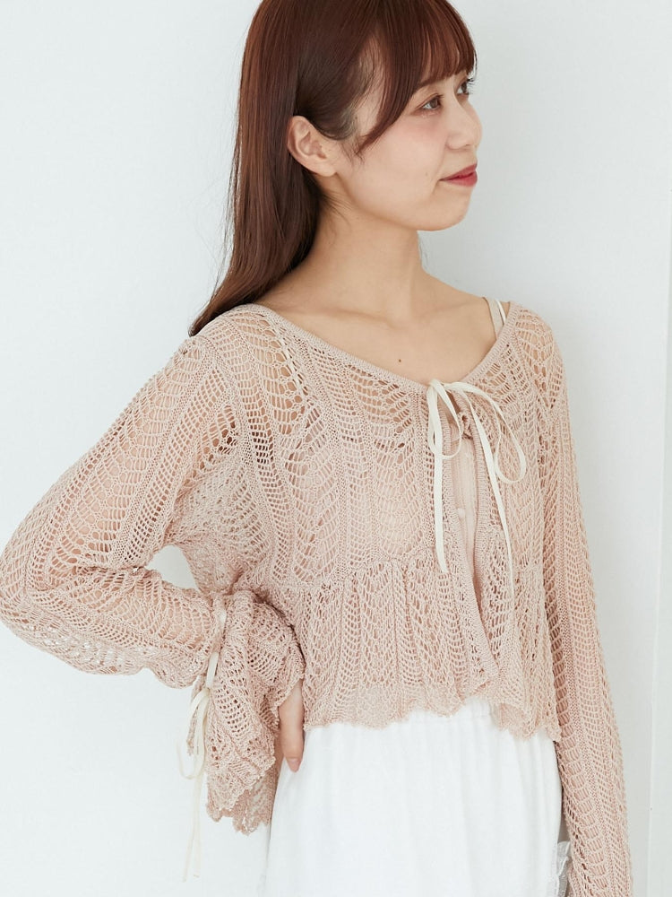 マジェスティックレゴン MAJESTIC LEGON キャミセットレーシー長袖カーデ （ブラック） ブラック