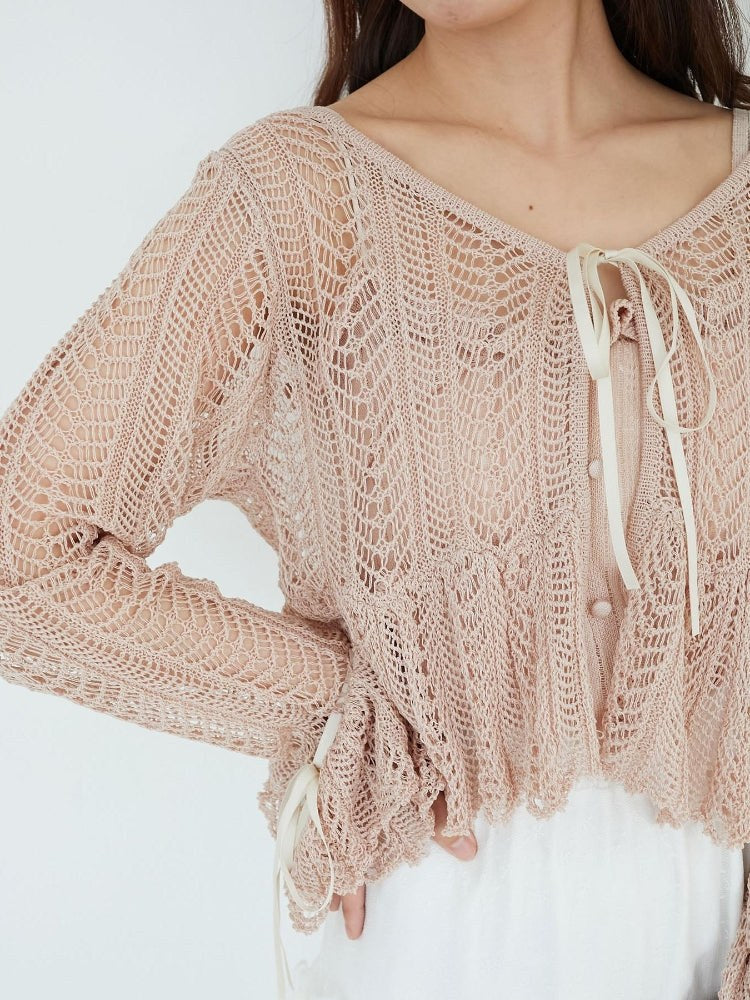 マジェスティックレゴン MAJESTIC LEGON キャミセットレーシー長袖カーデ （ブラック） ブラック