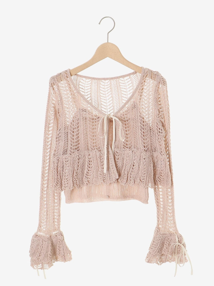 マジェスティックレゴン MAJESTIC LEGON キャミセットレーシー長袖カーデ （ブラック） ブラック