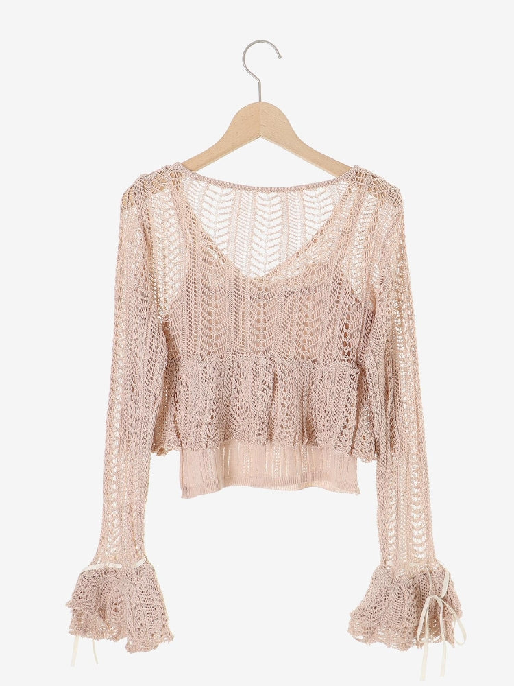 マジェスティックレゴン MAJESTIC LEGON キャミセットレーシー長袖カーデ （ブラック） ブラック