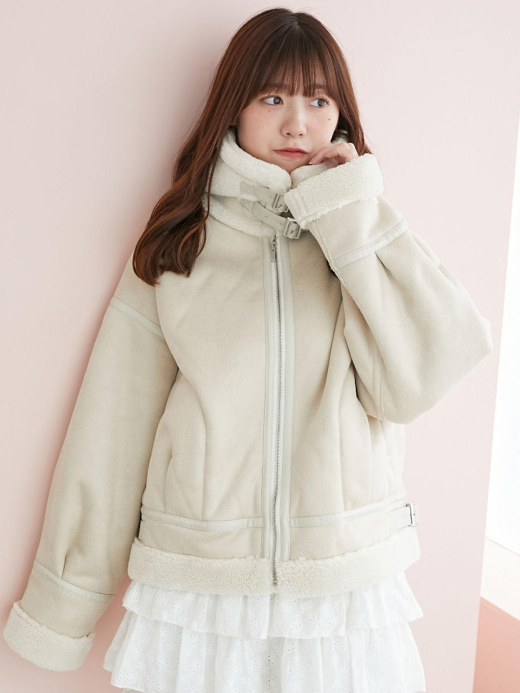 マジェスティックレゴン MAJESTIC LEGON オーバーサイズボアブルゾン （ブラック） ブラック