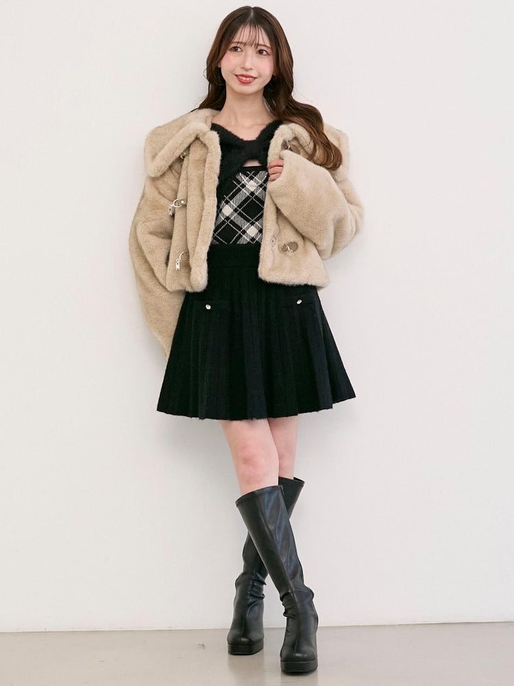 マジェスティックレゴン MAJESTIC LEGON ビット付きフワフワショートコート （ブラウン） ブラウン