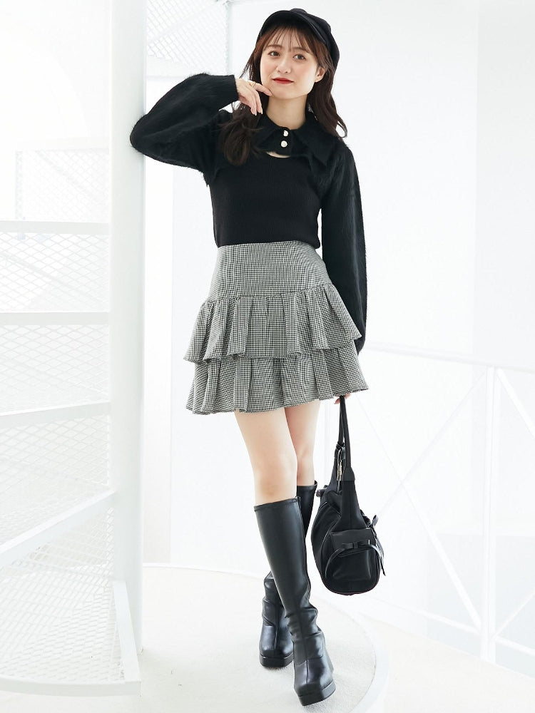 マジェスティックレゴン MAJESTIC LEGON アソートティアードミニスカパン （ブラック） ブラック