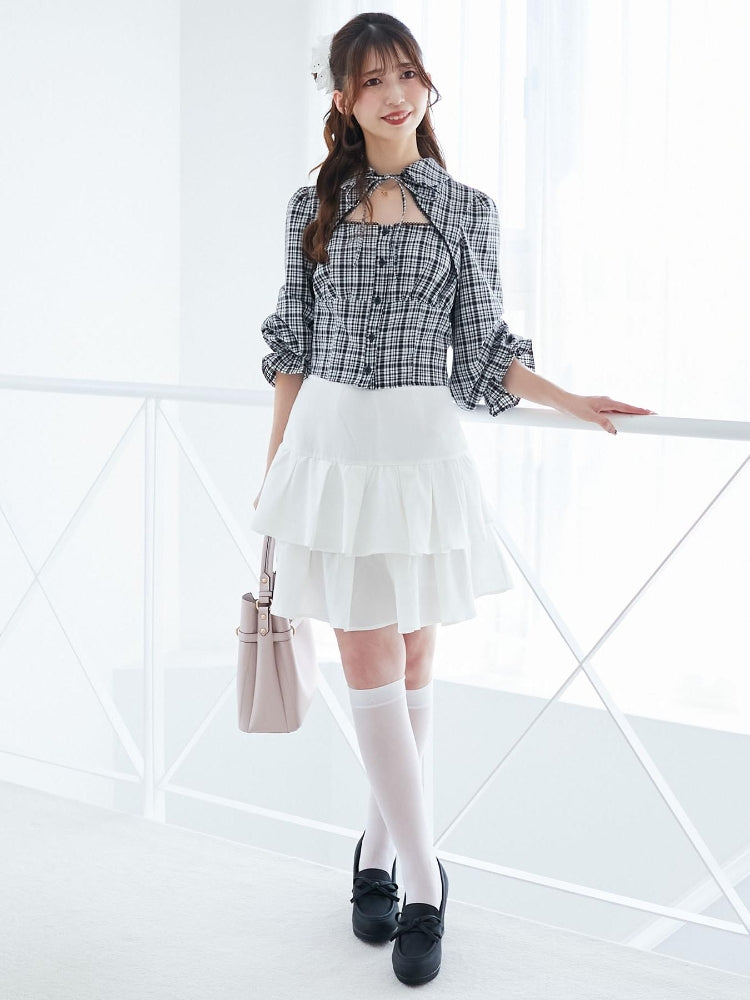 マジェスティックレゴン MAJESTIC LEGON アソートティアードミニスカパン （ブラック） ブラック