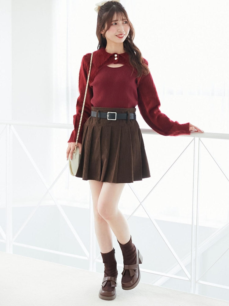 マジェスティックレゴン MAJESTIC LEGON ベルトセットプリーツミニスカパン （グレー） グレー