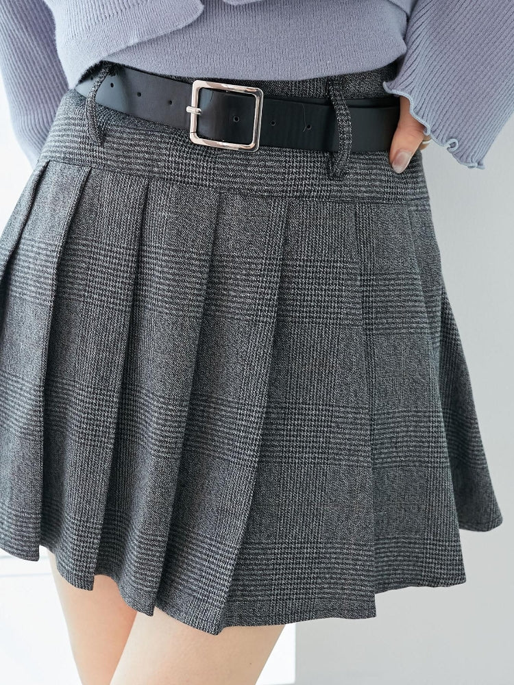 マジェスティックレゴン MAJESTIC LEGON ベルトセットプリーツミニスカパン （グレー） グレー