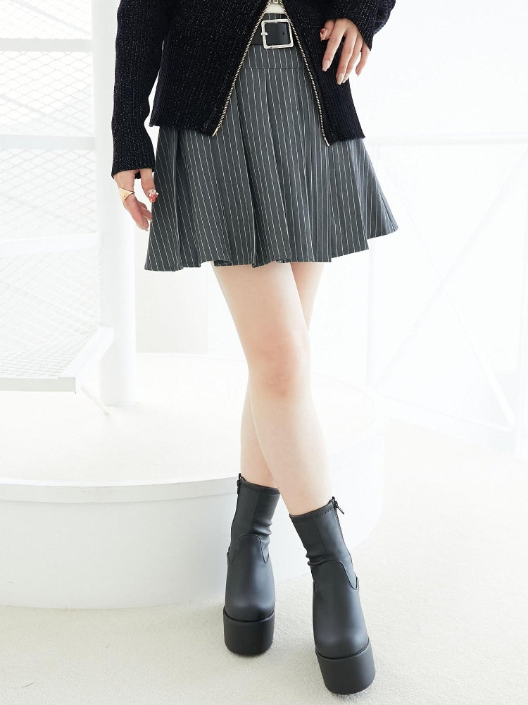 マジェスティックレゴン MAJESTIC LEGON ベルトセットプリーツミニスカパン （グレー） グレー