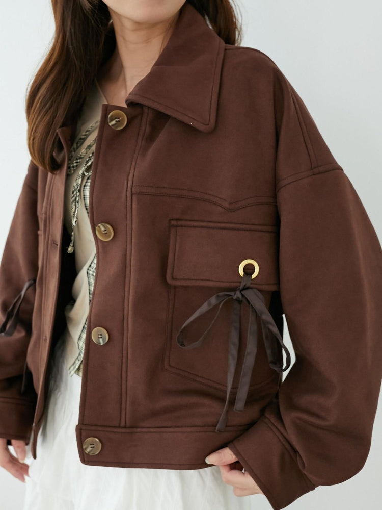 マジェスティックレゴン MAJESTIC LEGON 2wayリボンステンカラーブルゾン （ブラウン） ブラウン