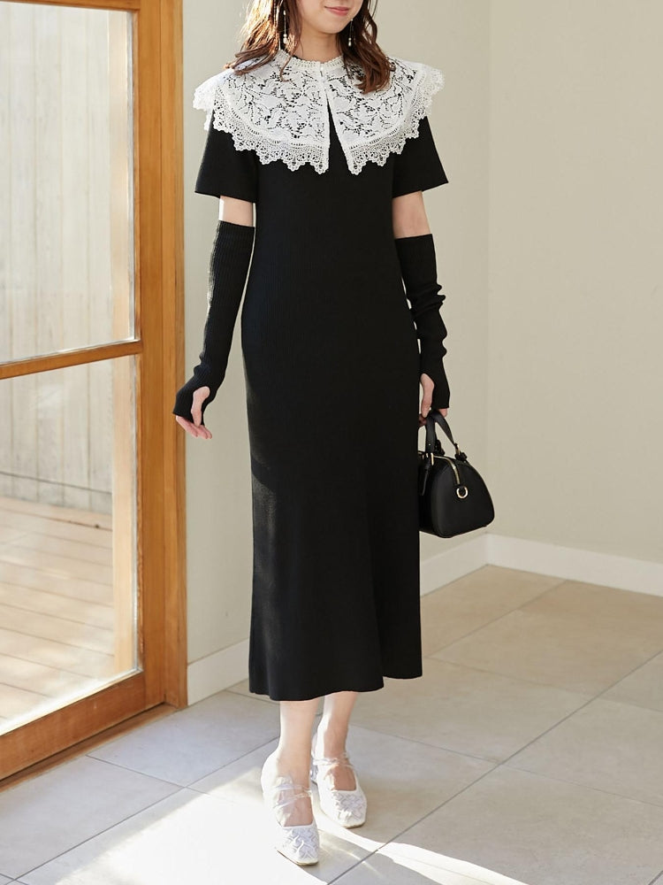 MAJESTIC LEGON ☆レースカラーマルチwayニットワンピ（グレー） グレー