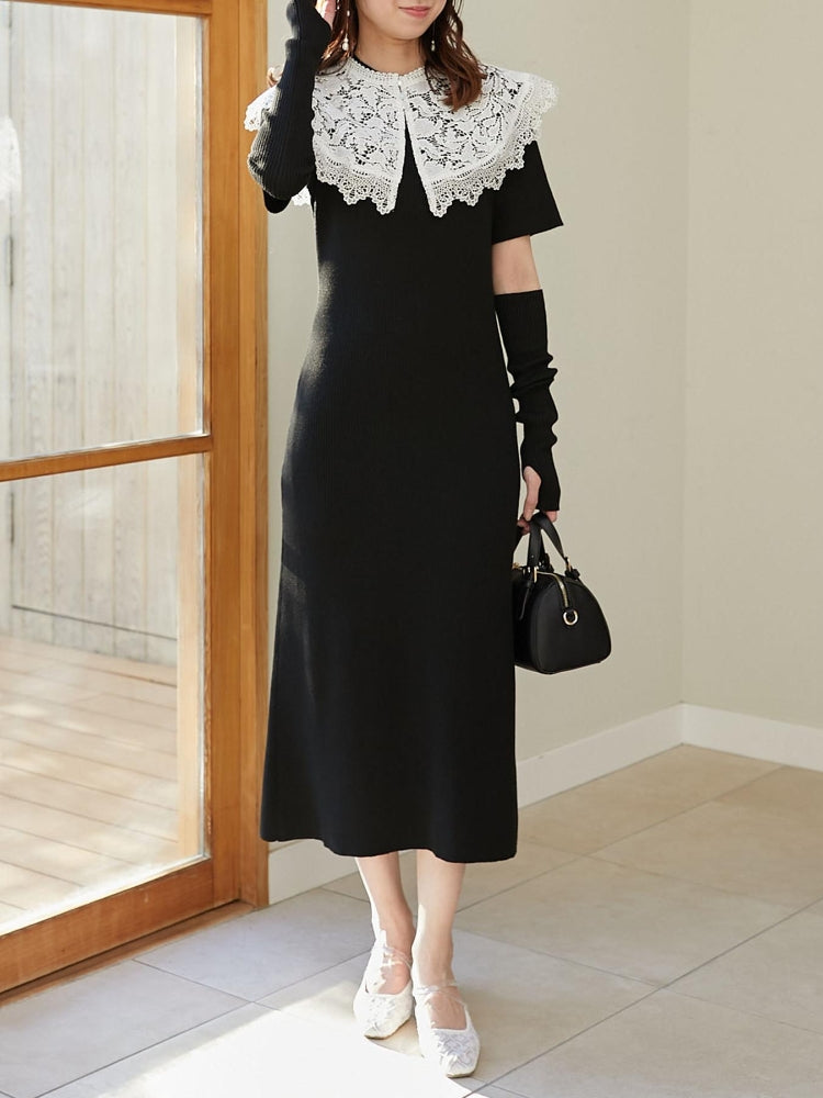 MAJESTIC LEGON ☆レースカラーマルチwayニットワンピ（グレー） グレー