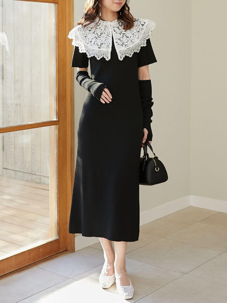 MAJESTIC LEGON ☆レースカラーマルチwayニットワンピ（グレー） グレー