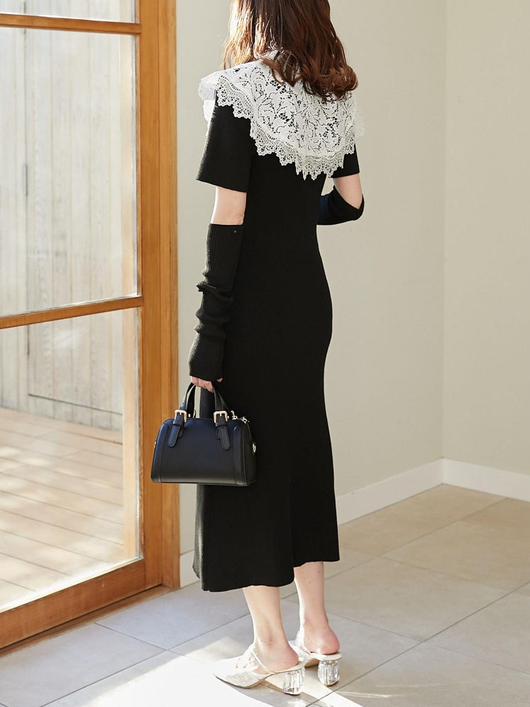 MAJESTIC LEGON ☆レースカラーマルチwayニットワンピ（グレー） グレー