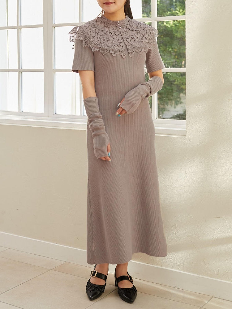 MAJESTIC LEGON ☆レースカラーマルチwayニットワンピ（グレー） グレー