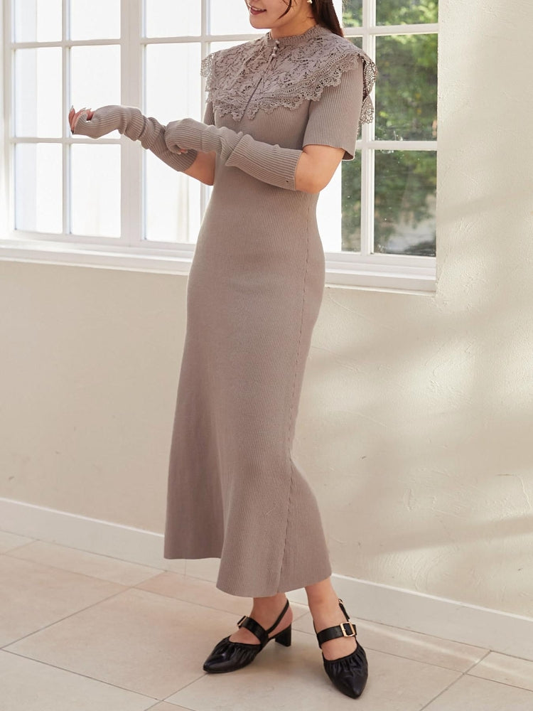 MAJESTIC LEGON ☆レースカラーマルチwayニットワンピ（グレー） グレー