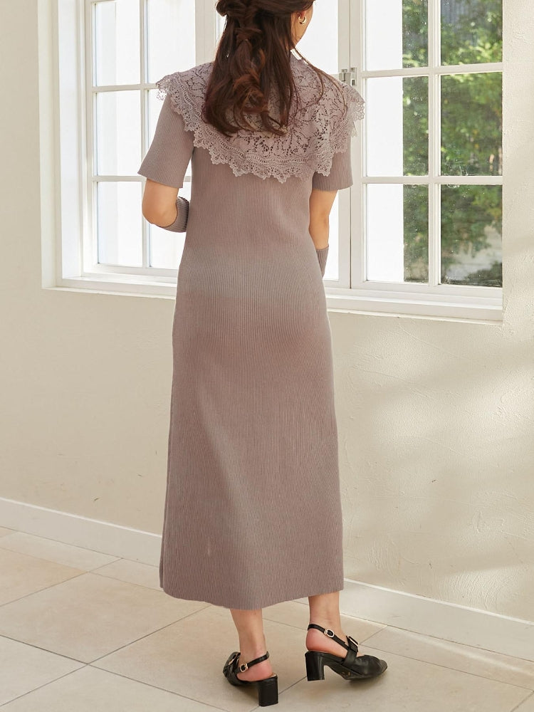 MAJESTIC LEGON ☆レースカラーマルチwayニットワンピ（グレー） グレー