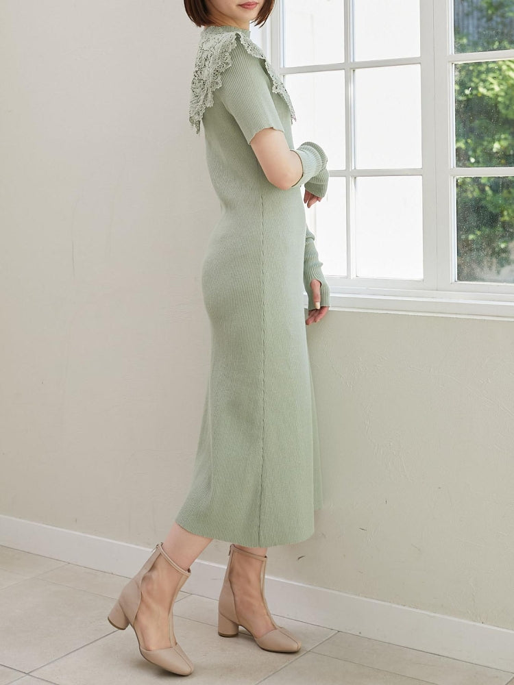 MAJESTIC LEGON ☆レースカラーマルチwayニットワンピ（グレー） グレー