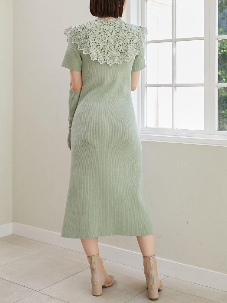 MAJESTIC LEGON ☆レースカラーマルチwayニットワンピ（グレー） グレー