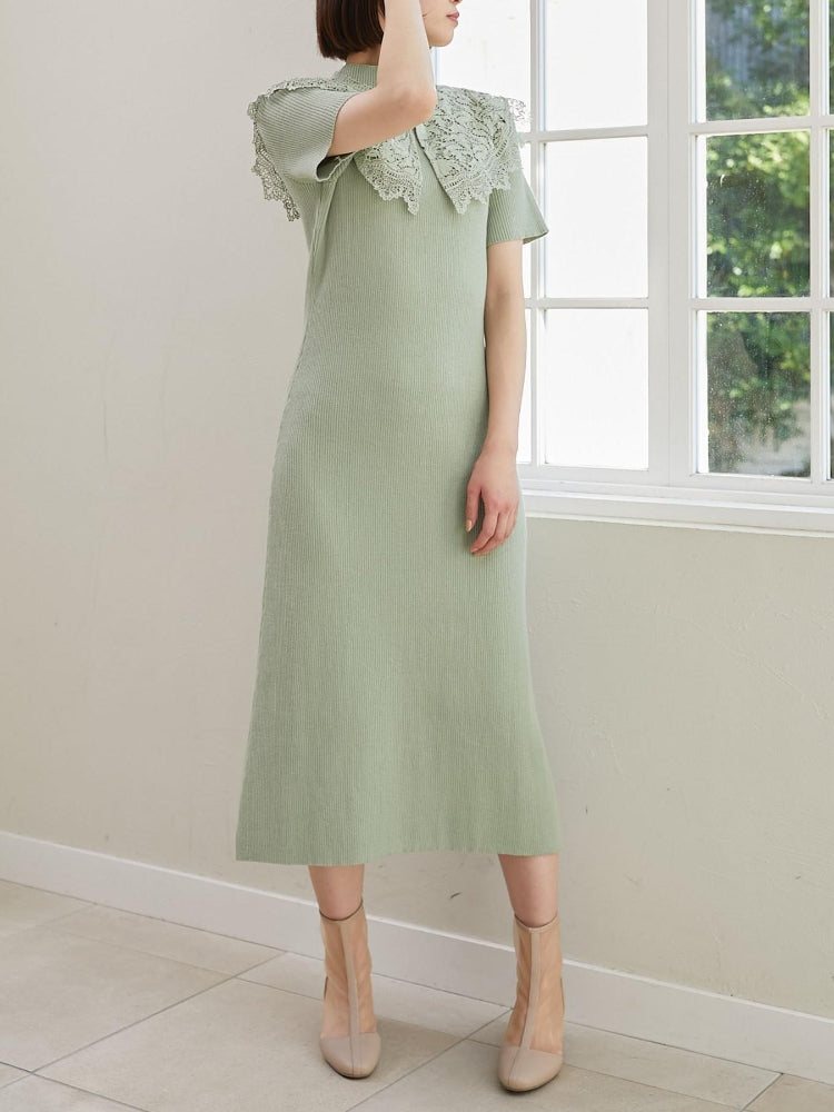 MAJESTIC LEGON ☆レースカラーマルチwayニットワンピ（グレー） グレー