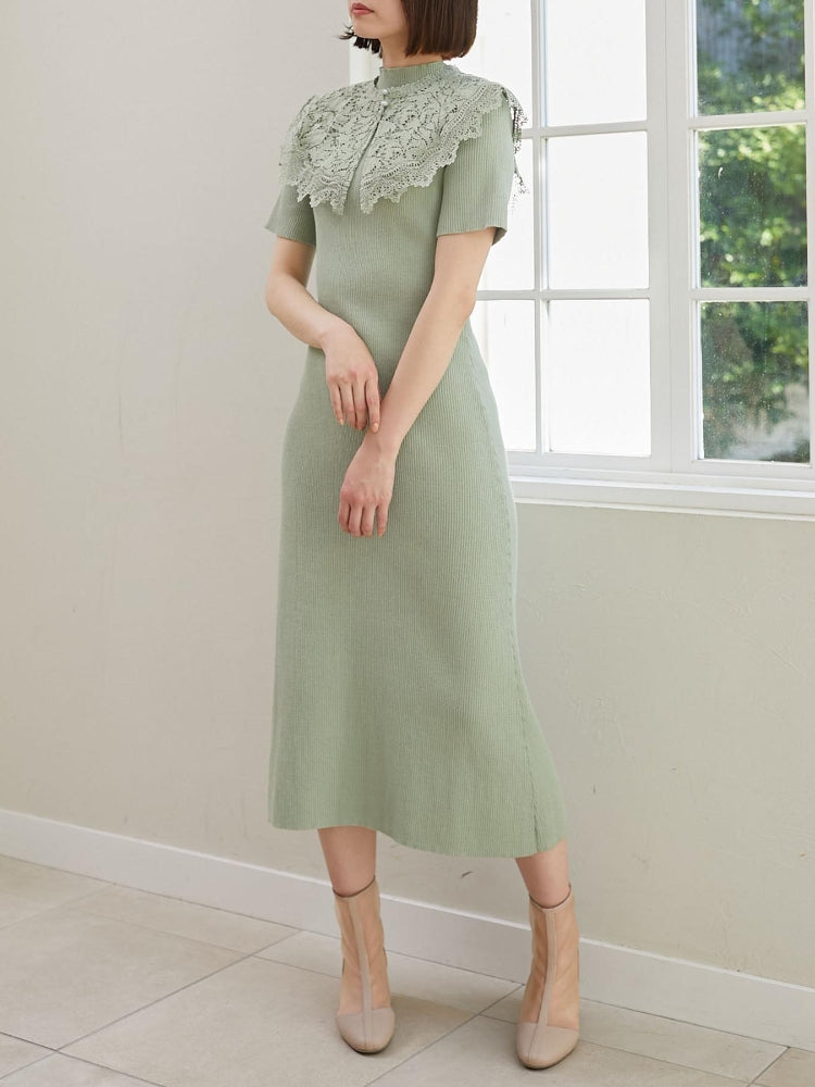 MAJESTIC LEGON ☆レースカラーマルチwayニットワンピ（グレー） グレー