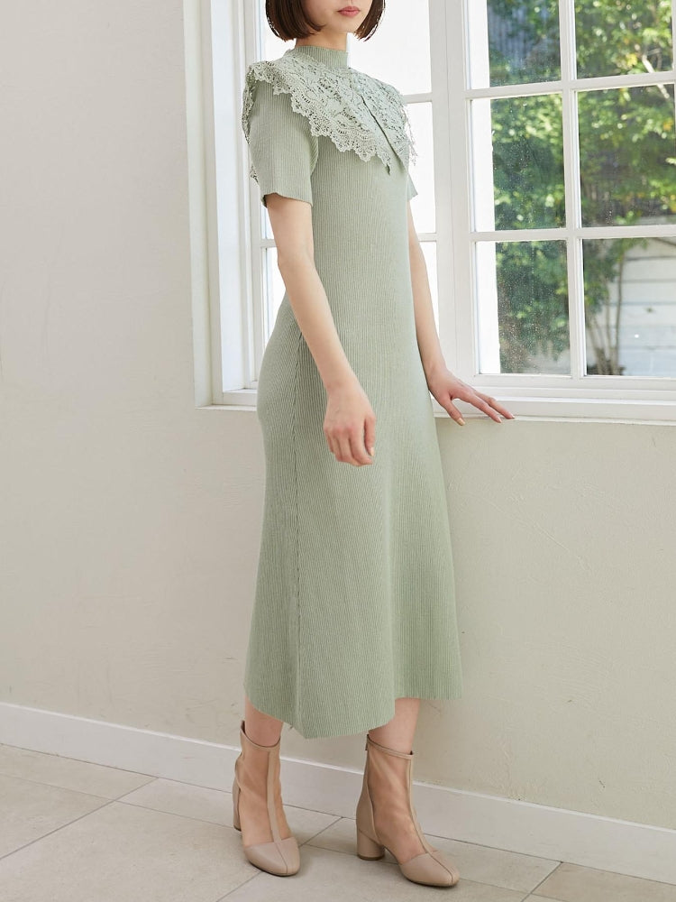 MAJESTIC LEGON ☆レースカラーマルチwayニットワンピ（グレー） グレー