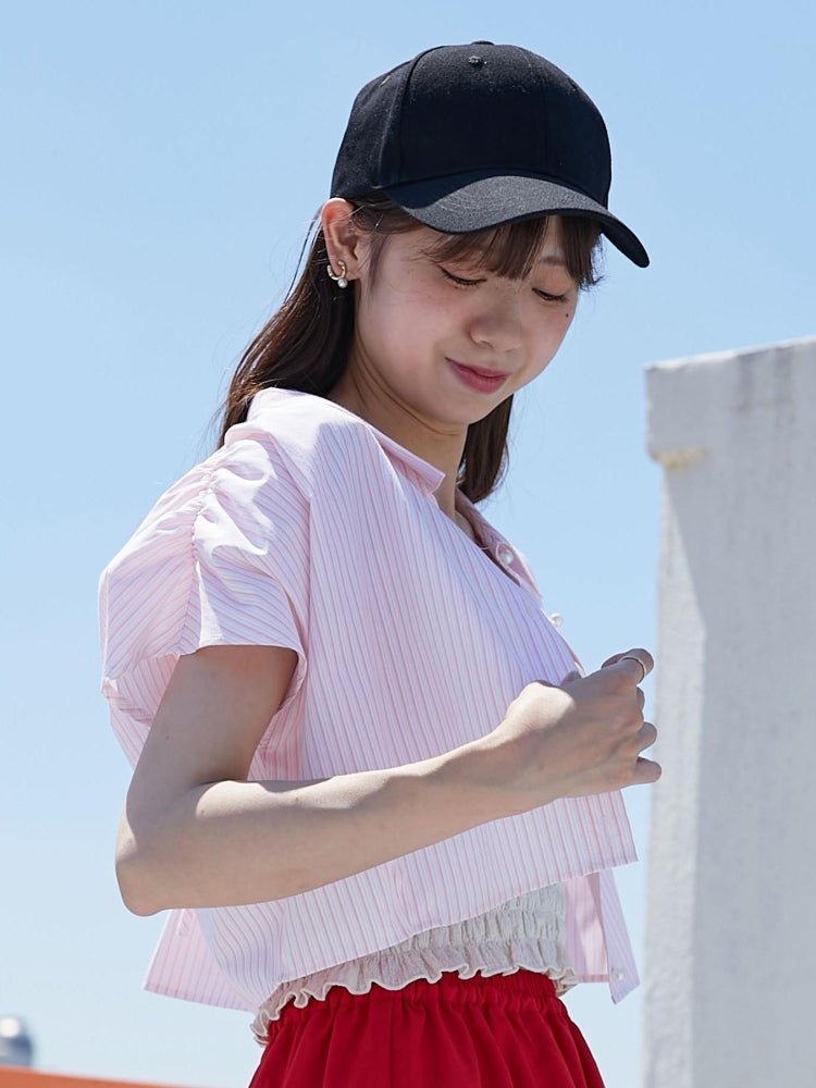 MAJESTIC LEGON パールボタンクロップドシャツ（ホワイト） ホワイト